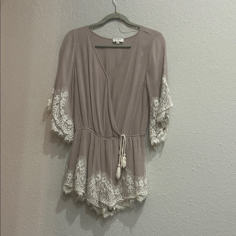 Umgee Taupe Knit Romper